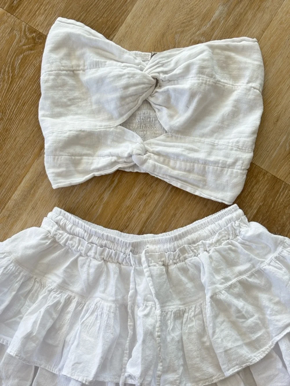 Blanco By Nature White Two-Piece Ruffled Skirt and Tube Top Set - Picture 2 of 4